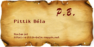 Pittik Béla névjegykártya